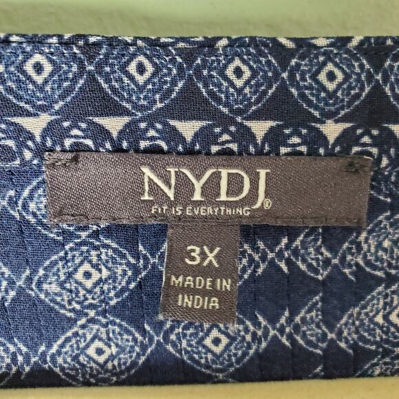 NYDJ Womens Lilibet Button Up Long Sleeve Blouse Medallion Medley Blue Size 3X - Picture 3 of 8